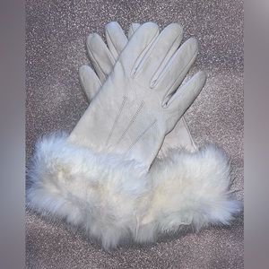 🤍 Vintage Wilson Snow White Driving Winter Wonderland Leather Gloves Fur Trim